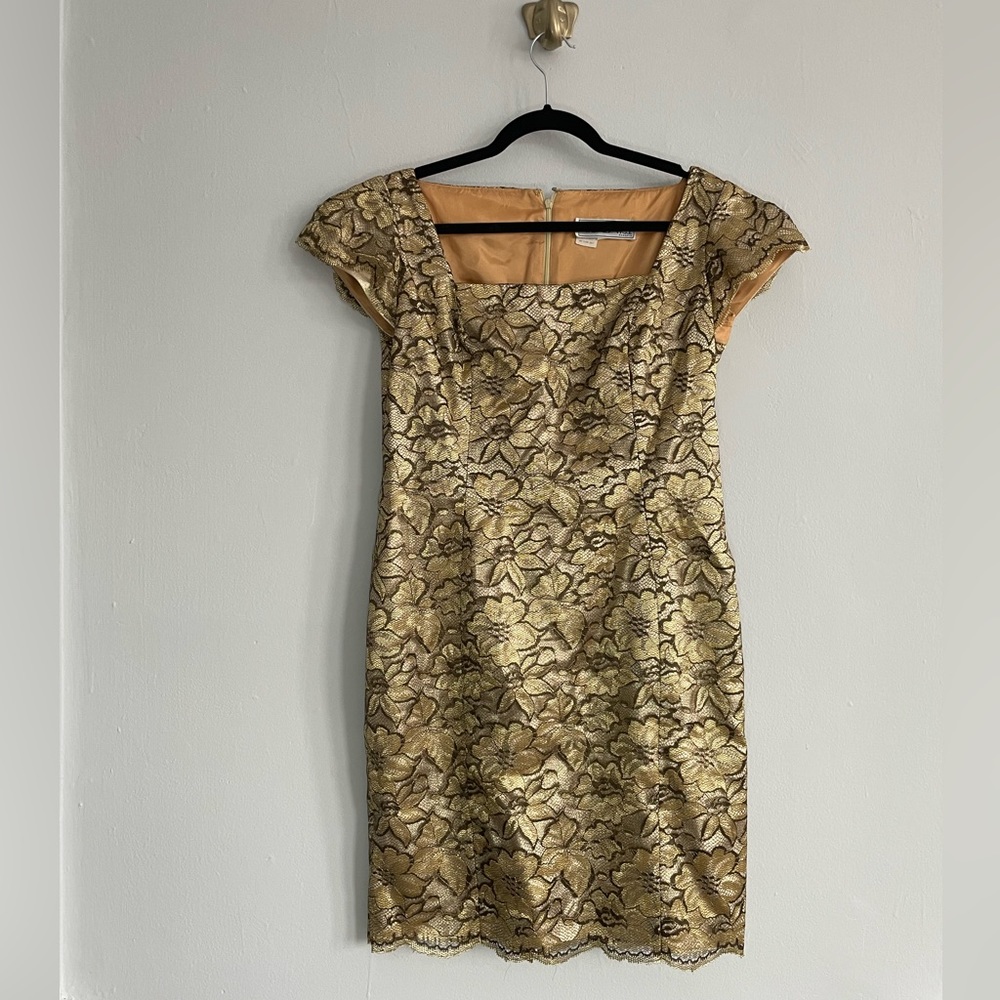 Vintage A.J. Bari Gold Cocktail Dress | Size 14
